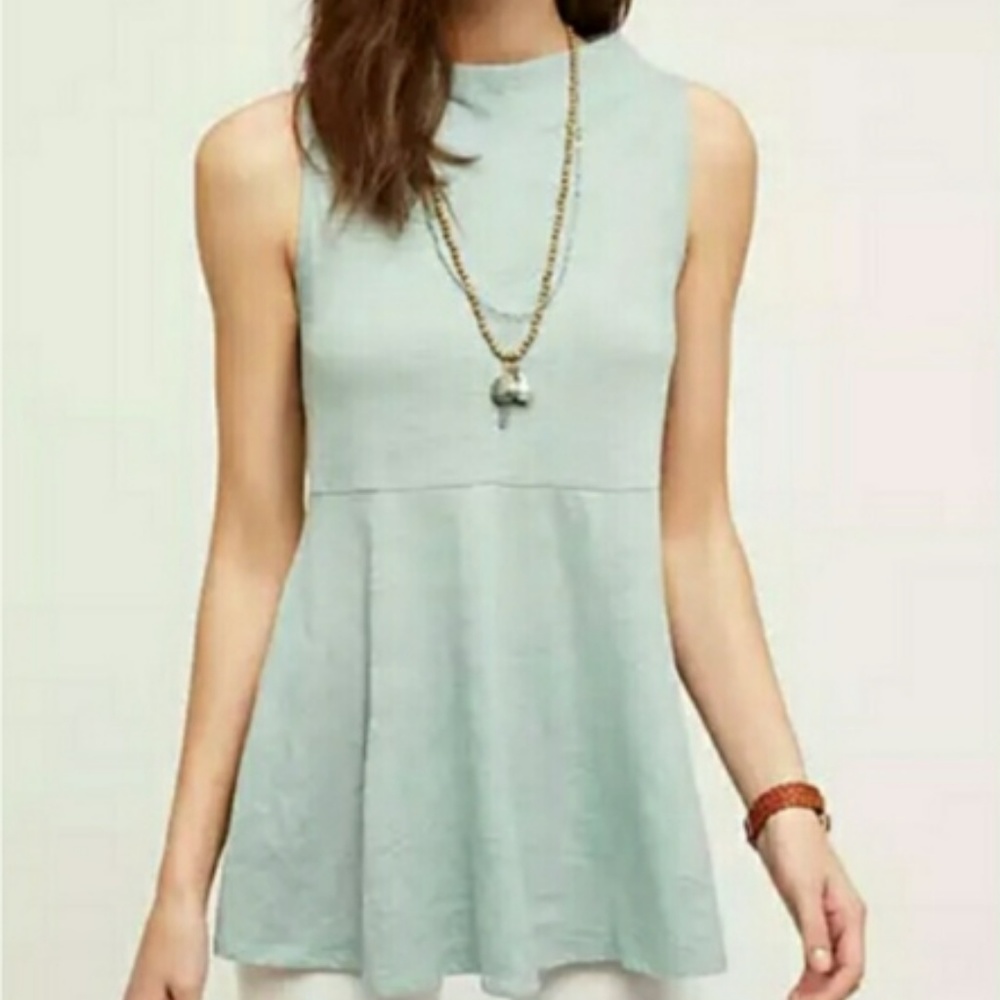 Anthro Deletta Mint Blue Mock Neck Tank Top